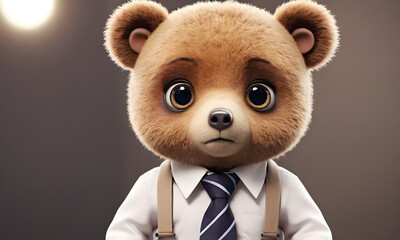 portrait of a teddy bear with tie