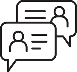 Chat bubbles with user icons and text lines line icon