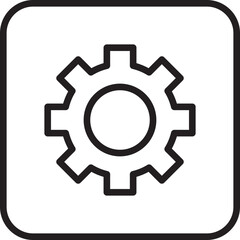 Gear icon in a square format line icon