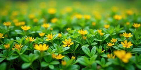 Obraz premium low-growing evergreen mat of delicate golden flowers, golden alyssum, madwort plant, small white flowers