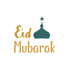 Eid Mubarak Typography Vector Illustration with elements