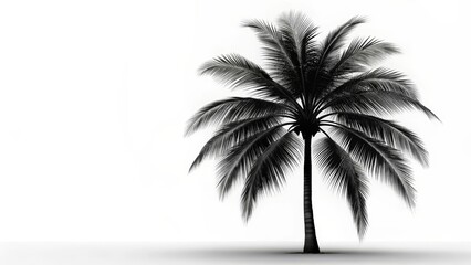 Fototapeta premium Minimalist palm tree silhouette embodies modern nature aesthetics. Simple yet striking, this high contrast botanical design reflects tranquil balance between tropical beauty and contemporary artistry