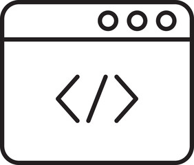 Web browser window with code symbols line icon