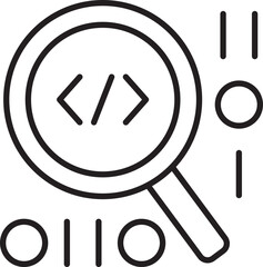 Code search magnifying glass icon line icon