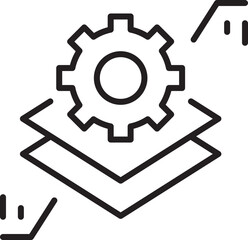 Mechanical gear with layered design elements line icon