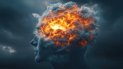 Mental Explosion: A fiery storm within the mind.