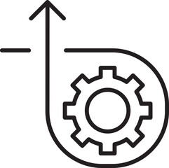 Gear icon with upward movement symbol line icon