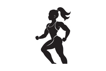 Female Runner Silhouette Icon for Fitness and Sports Design