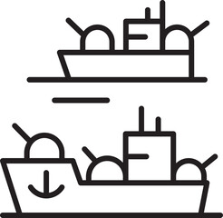Ship illustration in minimalist style line icon