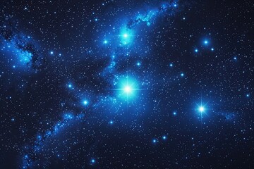 Luminous Blue Starfield Against Dark Cosmic Background in Space
