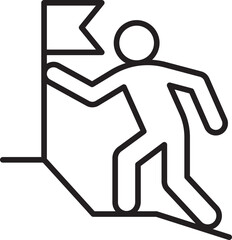 Flag marker and person icon illustration line icon