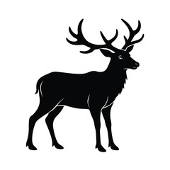 Elk Silhouette Vector Art and Minimalist Black Elk Illustration Design