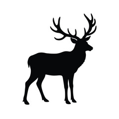 Elk Silhouette Vector Art and Minimalist Black Elk Illustration Design