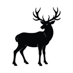 Elk Silhouette Vector Art and Minimalist Black Elk Illustration Design