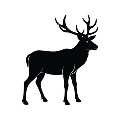 Elk Silhouette Vector Art and Minimalist Black Elk Illustration Design