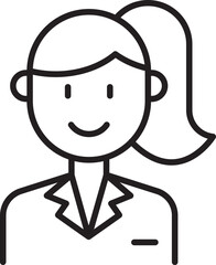 Business woman illustration with a friendly smile line icon