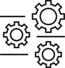 Gear icons representing settings or adjustments line icon