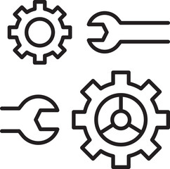 Mechanical tools and gears illustration line icon