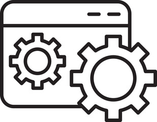 Web interface with gears for settings line icon