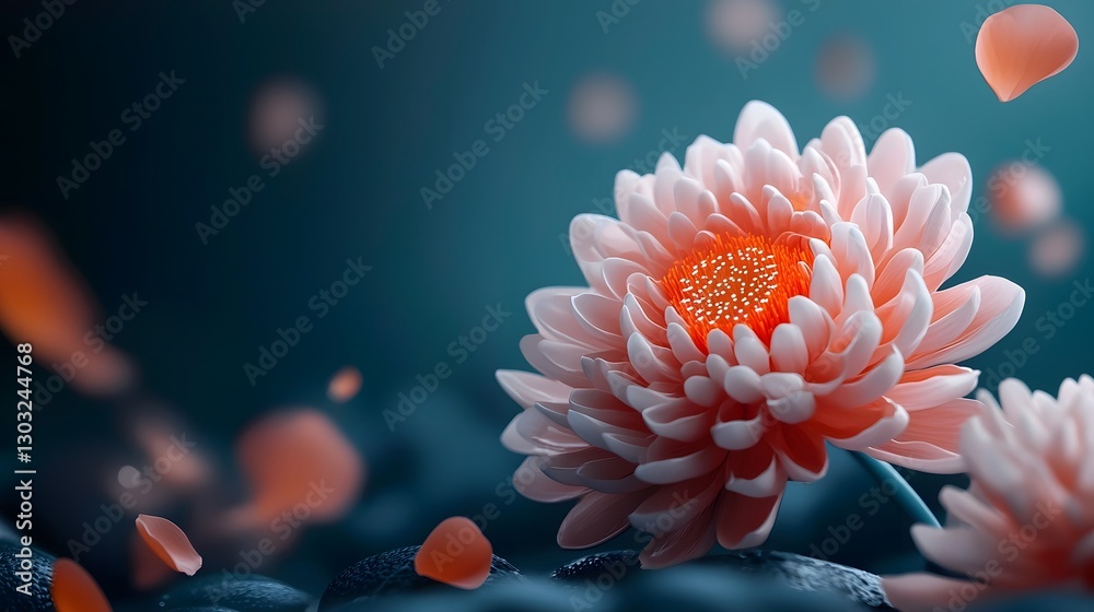 Poster stunning image of a lab grown flower with petals displaying captivating holographic data patterns re