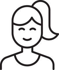 Smiling woman with a ponytail illustration line icon