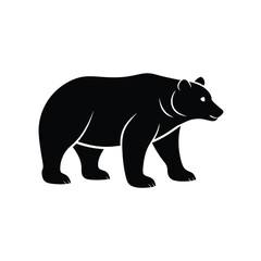 Grizzly Bear Silhouette Vector Art Illustration and Grizzly Bear Minimalist Black Design