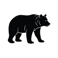 Grizzly Bear Silhouette Vector Art Illustration and Grizzly Bear Minimalist Black Design