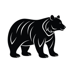 Grizzly Bear Silhouette Vector Art Illustration and Grizzly Bear Minimalist Black Design