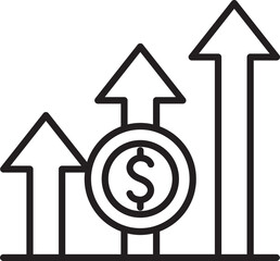 Financial growth with upward arrows and dollar ... line icon