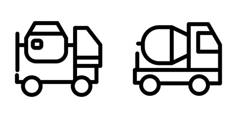Cement Mixer Vector Icon Set – Construction, Equipment & Machinery Illustrations