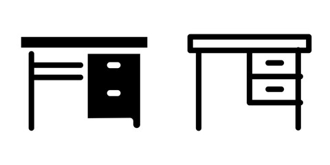 "Desk Icon Set &ndash; Office & Workspace Vector Symbols"