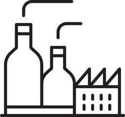Bottles and factory illustration line icon