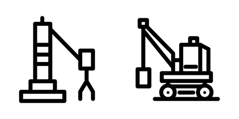 Pile Driver Icon Set - Vector Design Symbols
