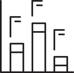 Graphical representation of bar chart data line icon