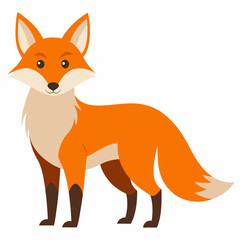 Obraz premium Cartoon fox isolated on white background. Cute animal fox cub. Suitable for children's books, sticker, mascot, logo. Vector illustration