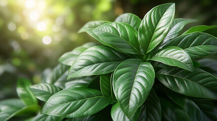 A leafy green plant with a yellowish tint symbolizes growth renewal and vitality The modern aesthetic represents contemporary sustainability and eco-conscious living Lush foliage evokes harmony and ba