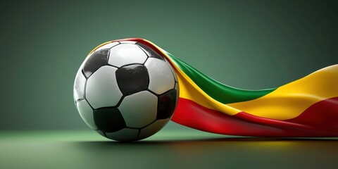 A Soccer Ball with a Flowing Flag Representing the Spirit of Cameroonian Football Culture