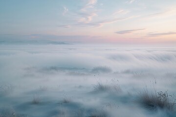 Fototapeta premium Dreamy Soft Textured White Horizon with Ethereal Mist and Gentle Colors