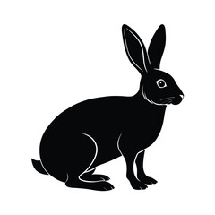 Hare Silhouette Vector Art and Minimalist Black Hare Design Illustration