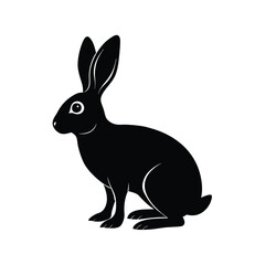 Hare Silhouette Vector Art and Minimalist Black Hare Design Illustration