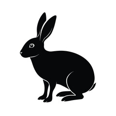 Hare Silhouette Vector Art and Minimalist Black Hare Design Illustration