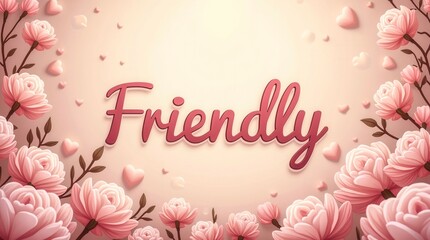 A flowery background with the word "friendly" written in cursive letters. The image conveys a warm and welcoming atmosphere