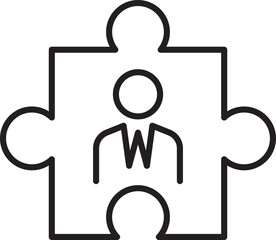 Obraz premium Puzzle piece with business figure illustration line icon