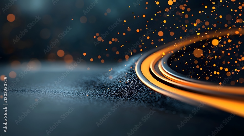 Poster mesmerizing luminous data visualization with flowing geometric fractal patterns within a futuristic 