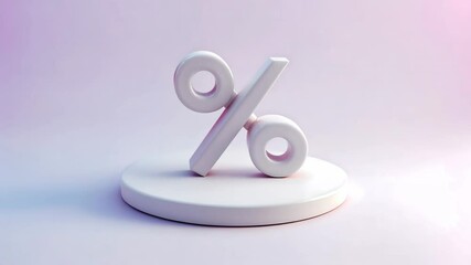 A white, dimensional percentage sign on a round base, set against a soft, gradient background. The design suggests simplicity and contemporary aesthetics.
