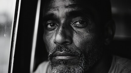 A man with a beard and a mustache is looking at the camera