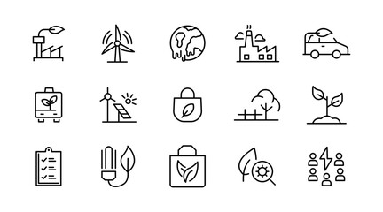 Energy efficiency line icon set. ECO, electric, power, solar panel, economy, battery, re-use, and natural icon collection. UI thin outline icon pack