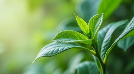 Fototapeta premium A leaf is written on a green leaf. The leaf is surrounded by a green background. Concept of nature and the beauty of the outdoors