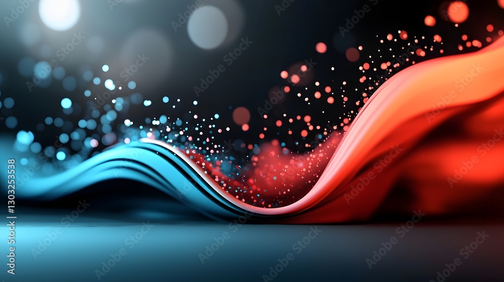 Poster mesmerizing abstract digital background with flowing data streams and geometric shapes luminous data