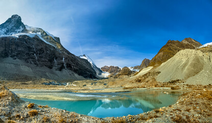 Naklejka premium Small glacial lake near Matterhorn mount Zermatt Switzerland alps